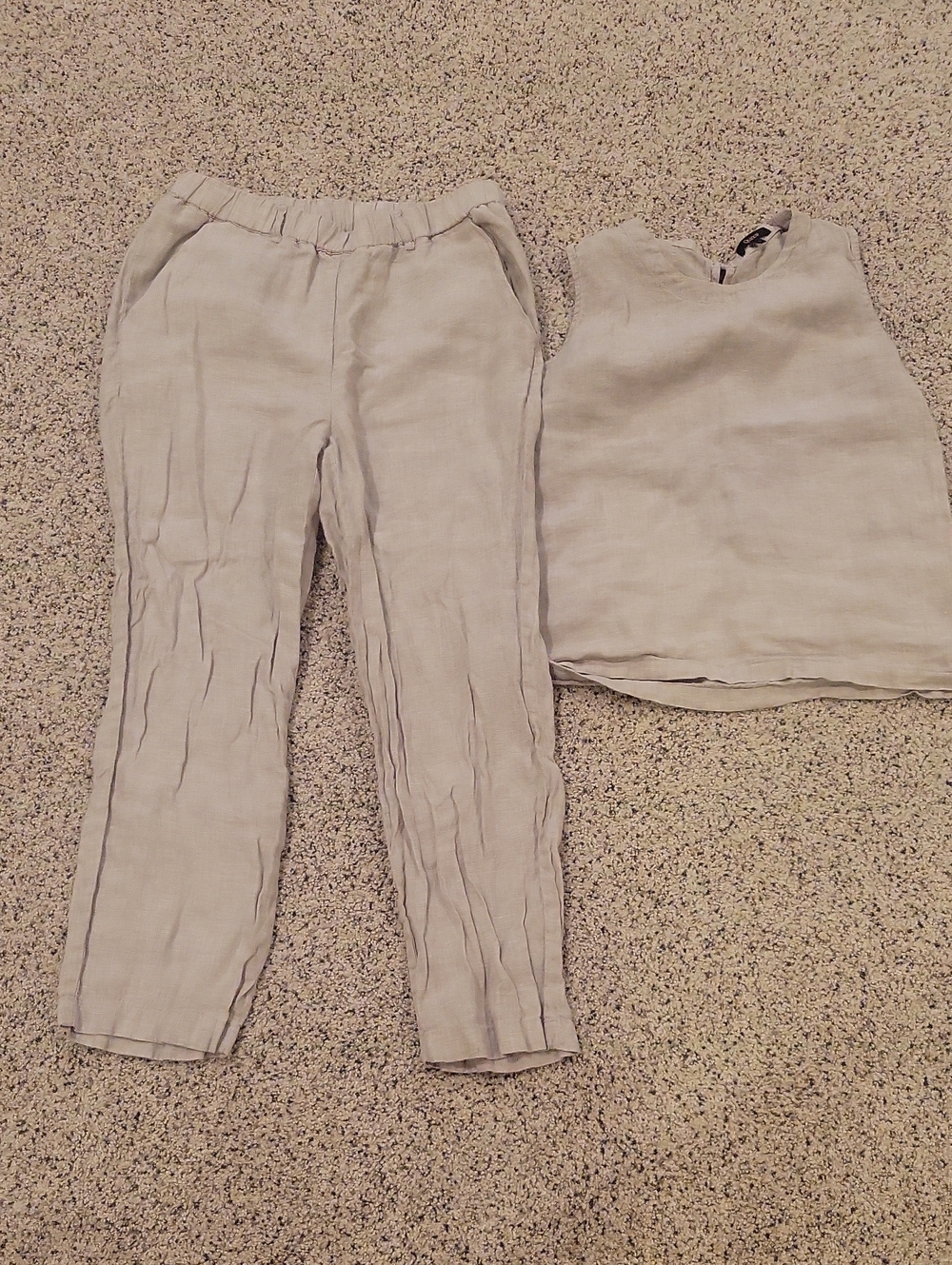 Quince 100% Linen Matching Set Pants Tank Top Cream Natural Neutral Small